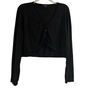 LAFAYETTE 148 NEW YORK Wool button Cropped Cardigan Black Size XL